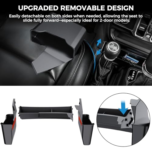 DIAMOOKY 4PCS Upgraded Center Console Organizer for Jeep Wrangler JL JLU 4xe 2018-2026 & Gladiator JT 2020-2024 2025 2026 Accessories Gear Shift Side Tray Hanging Armrest Storage Box (Not for JK/JKU)
