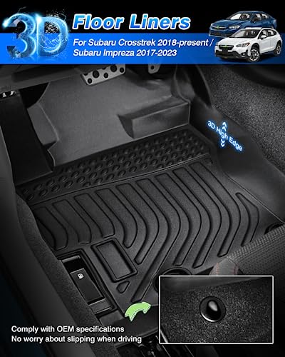 Crosstrek Floor Mats - Fits for Subaru Crosstrek 2018-2023/2017-2023 Impreza, All Weather Floor Mat for Crosstrek Accessories, Heavy Duty Rubber Mats, Car Accessories - size: 3)Subaru Crosstrek【2018-2023】Impreza【2017-2023】