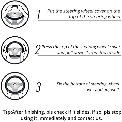Leather Car Steering Wheel Cover 15 inch Universal Fit Microfiber Steering Wheel Cover Anti-Slip, Soft, Breathable, Full Surround Car Wheel Cover - color: Black