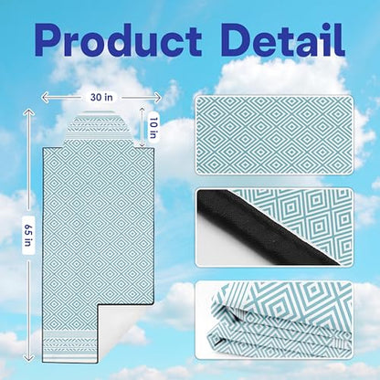 2 Pack Car Seat Towel Covers, Sweat Protector for Front Seats, Premium Thickened Microfiber with Boho Geometric, Breathable & Quick Dry, Slip-on Headrest Pocket for Gym, Beach, Running (Light Blue) - color: Light blue