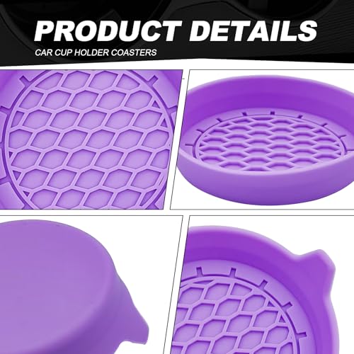 4-Pack Universal Cup Holder Coasters, Black Silicone Inserts - Keep Your Car Clean with Non-Slip & Spill-Proof Coasters for All Vehicles (Purple) - color: Purple
