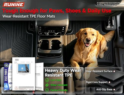 Floor Mats Cargo Liner Fit for 2021-2026 Jeep Grand Cherokee L (Only for 6-Seater w/o 2nd Row Center Armrest), All Weather Car Floor Liners Trunk Cargo Liner Car Accessories - size: Jeep Grand Cherokee L 6 Seater