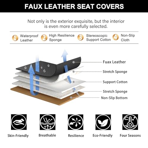Seat Covers for Subaru Crosstrek 2016-2026, 5 Seat Full Set Faux Leather Car Seat Covers Cushion Black & Grey - color: #054 Black&Grey, size: 8.Crosstrek 2016-2026-5 seat covers full set