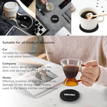Car Cup Holder Coaster for GMC Sierra Denali Canyon Terrain Yukon Jimmy Acadia Recessed Silicone Cupholder Coaster Interior Accessories 2.75in 2Pack - color: Black-01