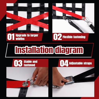 Truck Tailgate Net Extendable Durable Heavy Duty Tailgate Cargo Net for Truck Bed 54"x17.7" with 4 Adjustable Buckle Straps Suitable for Pickup,Trailer,Boat,SUV - size: 54"x17.7"