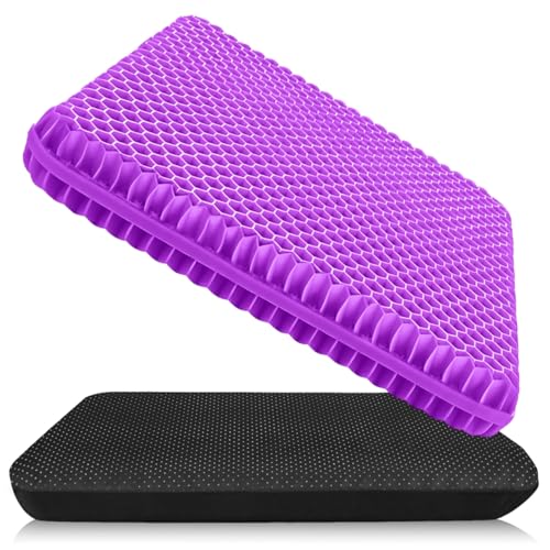 Plus Size Gel Cushion for Long Sitting, Breathable Honeycomb Pressure Relief Pad for Office Chair, Car & Wheelchair (Plus Size - Light purple-01) - color: Plus Size - Light Purple-01