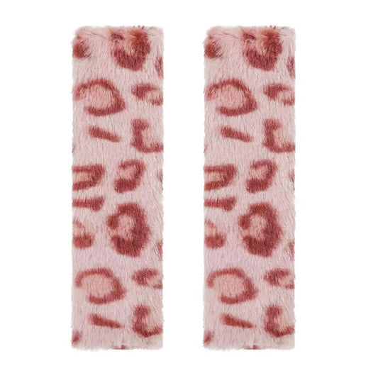 2 Pack Seat Belt Cover Pad, Cute Plush Leopard Print Seatbelt Covers Seatbelt Shoulder for More Comfortable Driving, Plush Fluffy Soft Seat Belt Cover, Car Interior Accessories, Pink - color: Pink