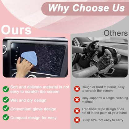 BFXM Car Screen Cleaner, 4.1''×4.1'' Microfiber Dashboard Wipes, Square Microfiber Cloth, Automotive Display Wipes,Vehicle Screen Cleaner Tool for Dashboard Display, Car Interior Tool (Pink)