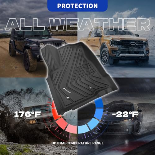 Double Layer Floor Mat Custom Fit Tacoma 2024 2025 2026, All Weather TPE Floor Mats with Carpets for Toyota Tacoma Front Row, 2-pc Cargo Liner(Black) - color: Front Row Mats & Carpets(Black)