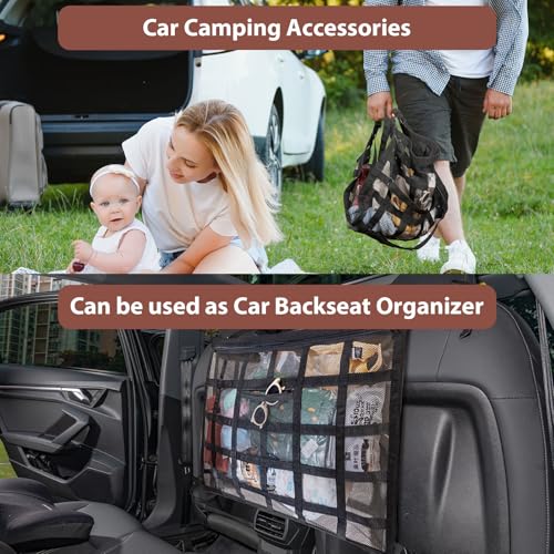 Upgrade Car Ceiling Cargo Net Pocket,31.5"x21.6" Double-Layer Roof Storage Organizer,Overhead Net for SUV & Van Camping,Travel Road Trips,Van Life Essentials,Fit 4 Handle Vehicles - size: 31.5 x 21.6 inches
