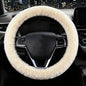 Furry Car Steering Wheel Cover, Fluffy Soft Warm Plush Non-Slip, 14 1/2-15 inch, for Women Girls, Pearl - color: single cover - pearl