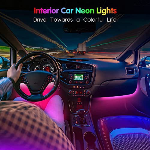 Car LED Strip Light, EJ's SUPER CAR 4pcs 48 LED Multi-Color Car Interior Lights Under Dash Lighting Waterproof Kit with Multi-Mode Change and Wireless Remote Control, Car Charger Included,DC 12V - color: MultiColor(48LED Beads)