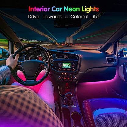 Car LED Strip Light, EJ's SUPER CAR 4pcs 48 LED Multi-Color Car Interior Lights Under Dash Lighting Waterproof Kit with Multi-Mode Change and Wireless Remote Control, Car Charger Included,DC 12V - color: MultiColor(48LED Beads)