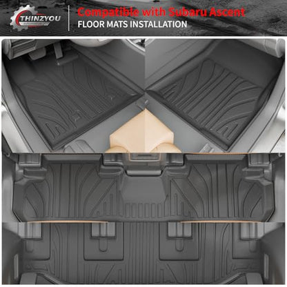 Floor Mats Compatible with 2019-2025 2026 Subaru Ascent Cargo Mat Liner TPE Back Seat Cover Protector 2023 Ascent Accessories (Fit 7&8 Seats, Trunk Mat+3rd Row Backrest Mats+Floor Mats) - style: For Subaru Ascent | 2019-2026