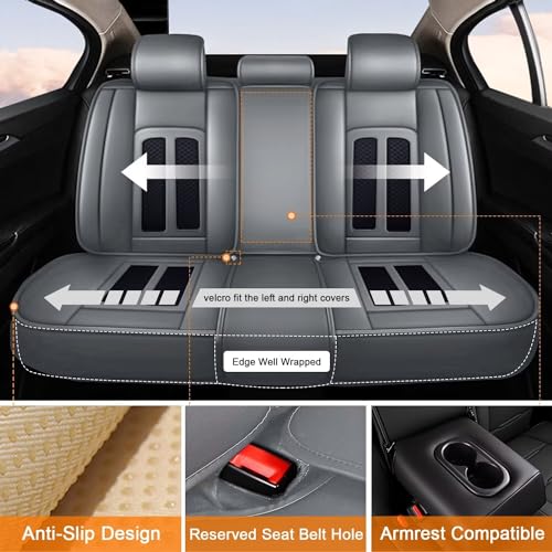 Custom Fit Faux Leather Seat Covers for Nissan Frontier 2007-2026 Full Set 5 Seats, Airbag Compatible, Black & Dark Gray - color: #066 Black&Gray, size: 5 Seats