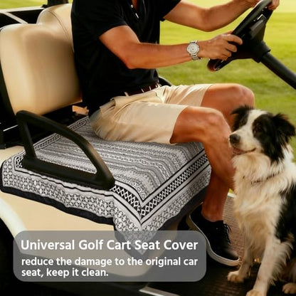 Golf Cart Seat Covers, Universal Golf Cart Seat Towel Blanket for Yamaha, EZGO, Club Car, Icon and More 2-Seat Carts, 100% Microfiber Keeps Seat Comfortable and Clean - color: black
