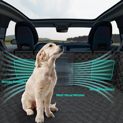 petalage Dog Truck Seat Cover for Back Seat, Hard Bottom Pet Hammock for Car, Bed Extender for 2-4 Large Dogs, Waterproof Seat Protector, Universal XL Size Fits for Crew Cab Truck, SUV, Black - size: Fullsizeblack