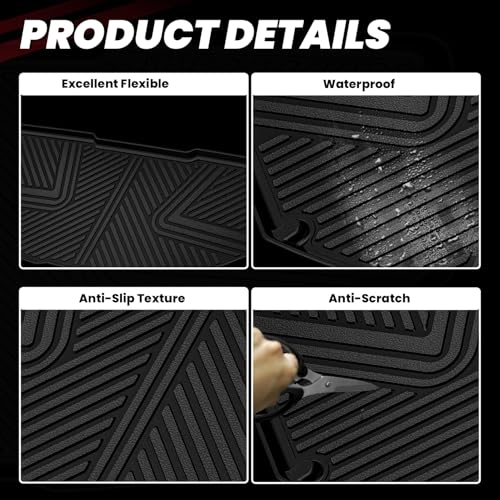 LASFIT Frunk Mats&Truck Bed Mats for Rivian R1T 2024-2022，All Weather Frunk Mats TPE Front & Rear Cargo Liner Custom Fit R1T Truck Bed Mat Black, Tasteless, Durable and Easy to Clean