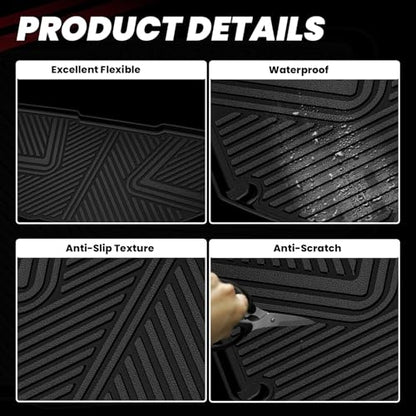 LASFIT Frunk Mats&Truck Bed Mats for Rivian R1T 2024-2022，All Weather Frunk Mats TPE Front & Rear Cargo Liner Custom Fit R1T Truck Bed Mat Black, Tasteless, Durable and Easy to Clean