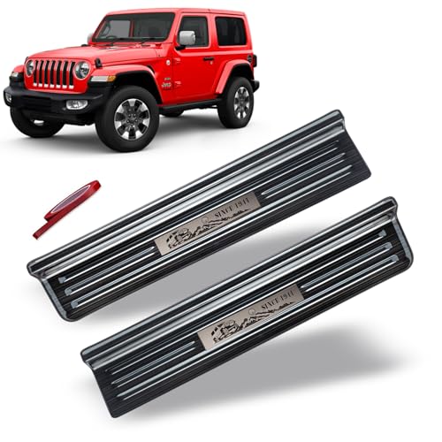 Rowa 304 Stainless Steel Door Sill Guards Compatible with Jeep Wrangler JL JLU 2018-2026 & Gladiator JT 2020-2026, Brushed Black Door Entry Guard Full Coverage (2 Door) - size: Brushed Black - 2 Door