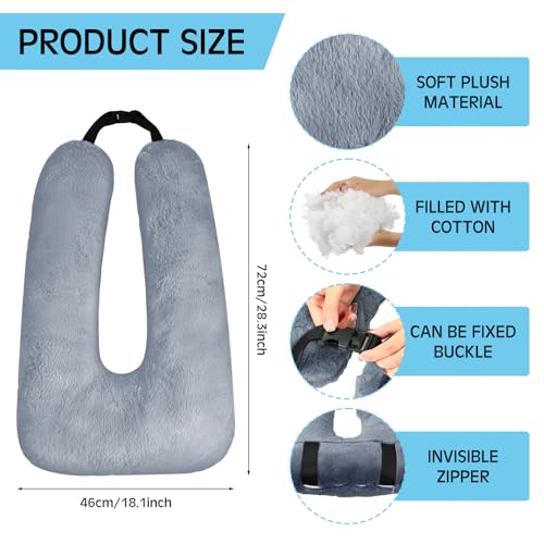 Barydat 2 Pcs Car Travel Pillow for the Back Seat 28 x 18 in Sleeping Reading Pillows for Long Distance Travel Car Cushion for Kids Adults Head and Body Support U Shaped Pad for Travel(Gray, Blue) - color: Gray, Blue