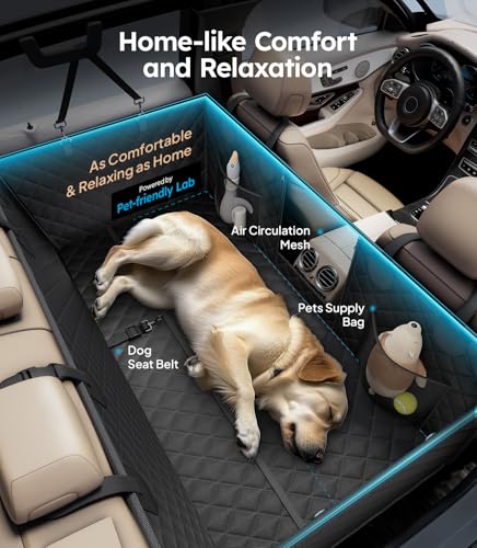 Wigoo Upgrade Soft Dog Car Seat Cover for Back Seat, [Protect Interior, Waterproof & Easy to Clean] Soft Bottom Backseat Dog Car Hammock,Fits Large Sedan SUV Truck Van, Size L, Black