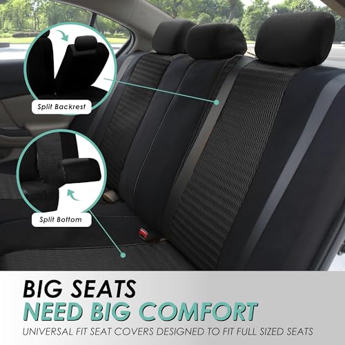 FH Group Trendy Elegance 3D Air Mesh Car Seat Covers - Universal Fit, Washable Seat Cover for SUV, Sedan, Van, Black, Full Set