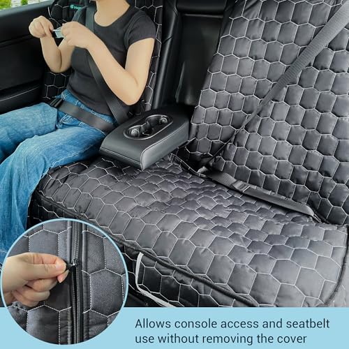 Meginc Dog Seat Covers for Tesla Model Y, Heavy Duty Bench Seat Cover with Headrest for Model Y, Non Slip Waterproof Back Seat Cover for Cars Armrest Compatible Car Seat Protector for Kids and Dogs - size: Bench-model Y