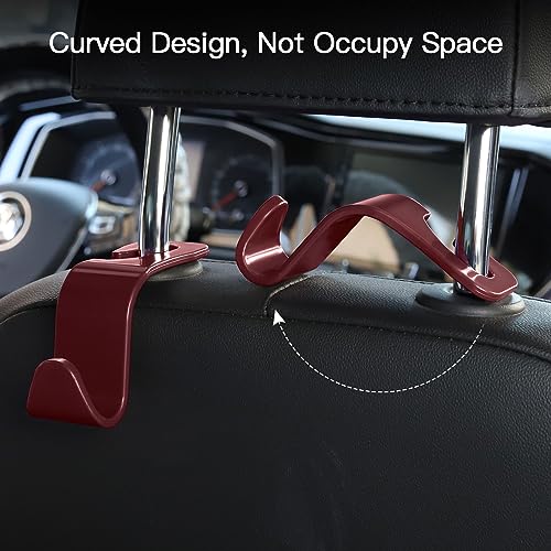 Soleebee 4 Pack Car Headrest Hooks - Universal Auto Hooks, Back Seat Hangers, Storage Organizer (Brown) - color: Brown