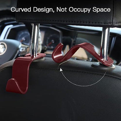 Soleebee 4 Pack Car Headrest Hooks - Universal Auto Hooks, Back Seat Hangers, Storage Organizer (Brown) - color: Brown