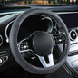 3D Premium Skin-Feel Leather Car Steering Wheel Cover, Anti-Slip Breathable Soft Slim Design, Universal 15 inch, Black - color: Solid Black, size: Round-Medium[14.5''-15'']