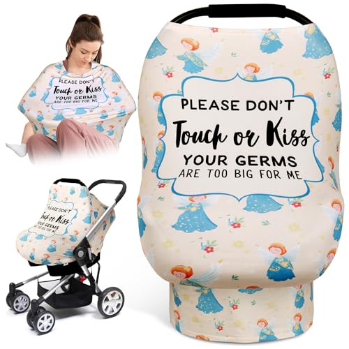 Metplus No Touch Sign Car Seat Cover for Babies, Mom Nursing Covers Breastfeeding Scarf, Multi Use Infant Carseat Canopy for Newborn Carrier/Stroller/Shopping Cart, Baby Shower Gifts for Boy Girl - color: Little Angel