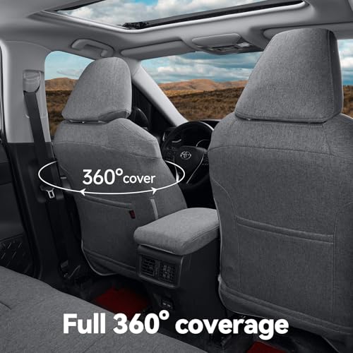 Cloth Seat Covers Full Set for 2019-2024 2025 Toyota RAV4 LE,XLE,XLE Premium,Limited,Fullly Covered,UV-Resistant,Breathable Polyester Car Seat Protector SUV Seat Cushion(Gray) - color: Gray, size: 2019-2025 RAV4(Not for Hybrid & Adventure,TRD-OFF)