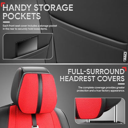 Drive Series Front Row Set Seat Covers Universal for Cars Trucks SUV, Red, CA-SC-Drive-F-RD - color: Red, size: Front Row, style: Drive Series