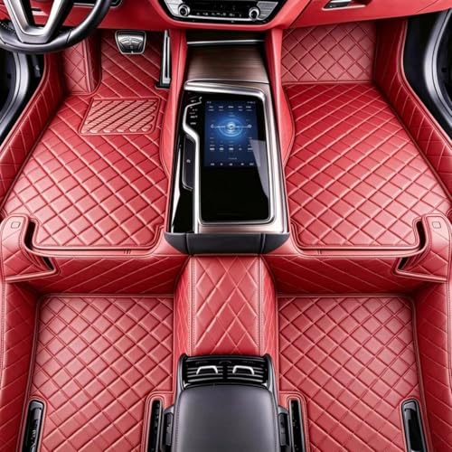 Custom Personalized Full Coverage All Weather Leather Floor Mats & Floor Liners for Cars SUVs Trucks, Anti-Slip Luxury Custom Fit Car Floor Mats Set, Fits 98% of Vehicles (red) - color: red