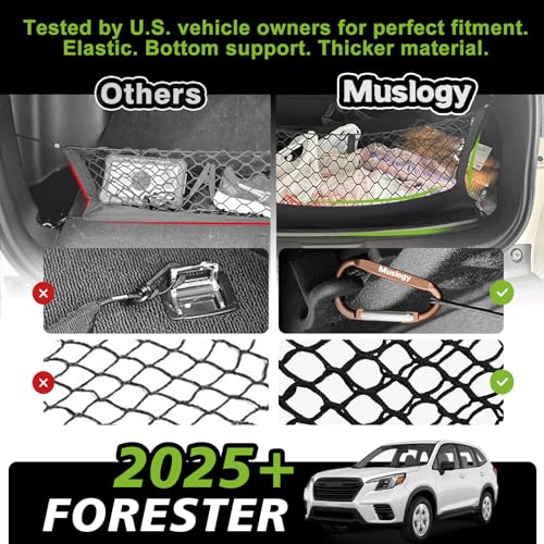 Truck Bed Cargo Net Trunk Netting Compatible with 2025 2026 Subaru Forester Accessories, Pickup Cargo Organizer SUV Sedan Storage Net w/Heavy Duty Carabiners - style: 2025+ Forester