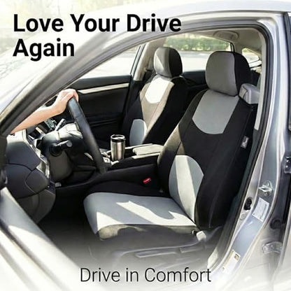 FH Group Car Seat Covers All-Purpose Built-in Seatbelt Front Set - Universal Fit for Cars, Trucks & SUVs (Gray/Black) FB351102 - color: Gray/Black - Low Back (Flat Cloth), size: Front Set