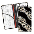 Leather Car Registration and Insurance Card Holder, Cute Car Accessories Vehicle Glove Box Car Organizer for Documents, Cards, License Shining Leopard Pattern - color: Shining Leopard Pattern