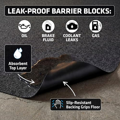 Armor All Garage Floor Mat (17' x 7'4"), Waterproof Garage Flooring, Absorbent, Premium Oil Spill Resistant Garage Pad, Durable, Protects Surfaces (Includes Double Sided Tape) (USA Made)