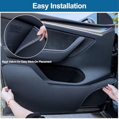 Model Y Juniper Door Anti Kick Pads Pearl Sticker Side Door Protective Cover Leather Pad Edge Guard Side Mat Waterproof Dust Resistant Model Y Juniper Interior Accessories 2025 2026 4 PCS