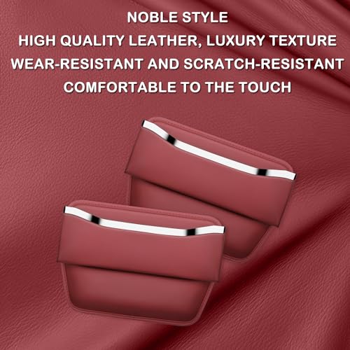 HOLDCY Car Seat Gap Filler Organizer - Leather Console Side Pocket Seat Storage - Stylish and Practical Car Accessories for Cars,SUV,Truck (Red - 1 Pack)