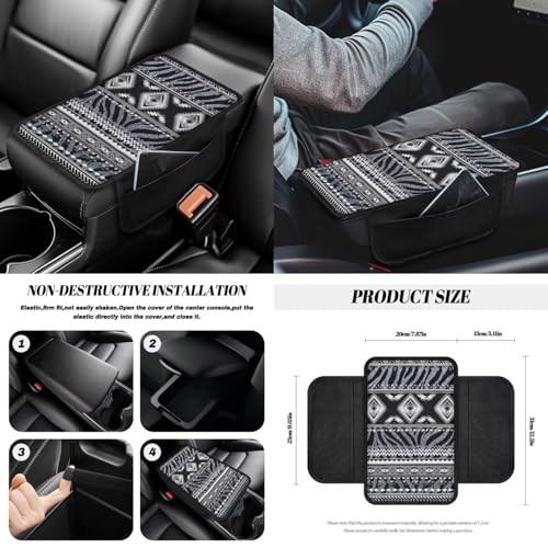 Wanyint Car Seat Covers Set 14 Pack, with Steering Wheel Safe Belt Pads Handbrake Set Coasters Garbage Container Rear View Mirror Center Console Cover Auto Accessories, Aztec Navajo Zebra Print - color: Aztec Navajo Zebra Print