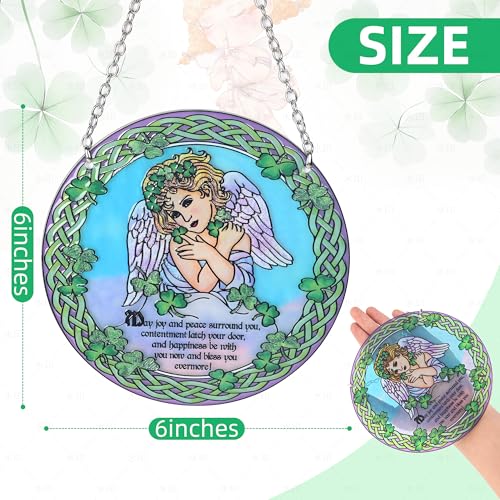 Stained Glass Angel Suncatcher Window Hanging Ornament for Home and Garden Decor 100% Real Glass with Elegant Angel Design Gift for Mom and Loved Ones.