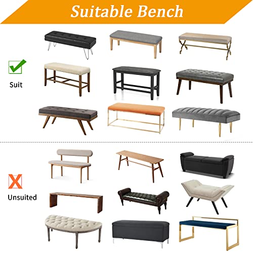 Fuloon Stretch Jacquard Dining Bench Cover - Anti-Dust Removable Bench Slipcover Washable Seat Cushion Protector for Bedroom, Kitchen, Hotel, Banquet (Khaki) - color: Khaki