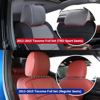 EKR Tacoma Leather Car Seat Covers Custom Fit for Toyota Tacoma 2012 2013 2014 2015 (Regular Seats) - Truck Seat Covers Full Set,Faux Leather(Black with Blue Trim) - color: Leather (Black with Blue Trim), size: 2012-2015 Tacoma Full Set (Regular Seats)