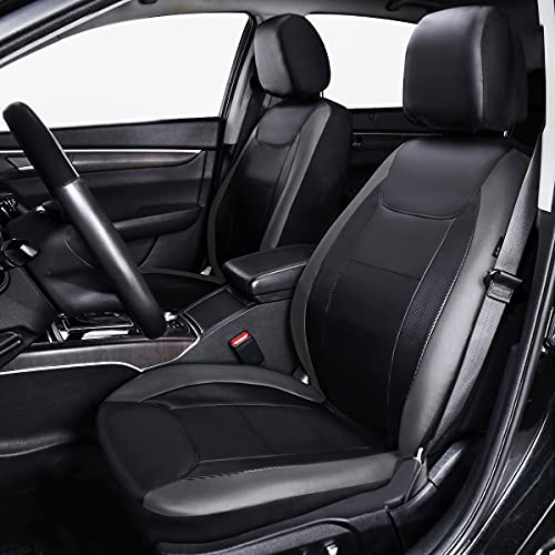 Flying Banner car seat Covers Protects Water Proof Faux Leather Carbon Fiber Front and Rear Bench (Gray Black, Full Set - 9PCS) - color: Gray Black, size: Full Set -- 9PCS