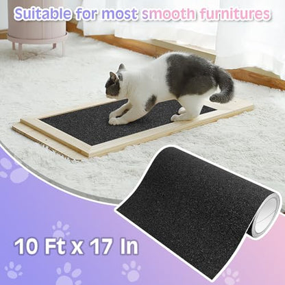 BNOSDM Self-Adhesive Dog Nail File Scratcher Emery Paper Cat Nail Scratch Board Replacement Sandpaper, Cuttable Pet Furniture Scratching Pad Protector for Door and Wall (17in*10ft, Black) - size: 17x118in-10ft