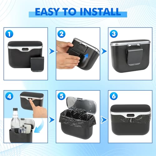 JEYODA - Automatic Push Button Car Trash Can with Secure Lid, Vehicle Garbage Bin (Black) - color: black