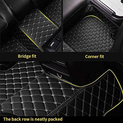 Custom Making Car Floor Mats for 90% Car Model Luxury Leather All Weather Waterproof Anti-Skid Full Coverage Liners (Black and red)