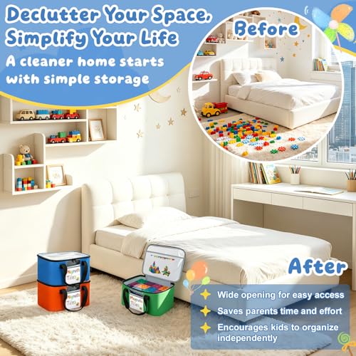 3 PCS Magnetic Tiles Storage Bag, Toy Storage Bags With Visual Top Flap, Label Pocket and Mesh Pockets Fit for LEGO, Building Blocks, Magnetic Tiles, Toy Cars - size: 3PCS(3 Large）